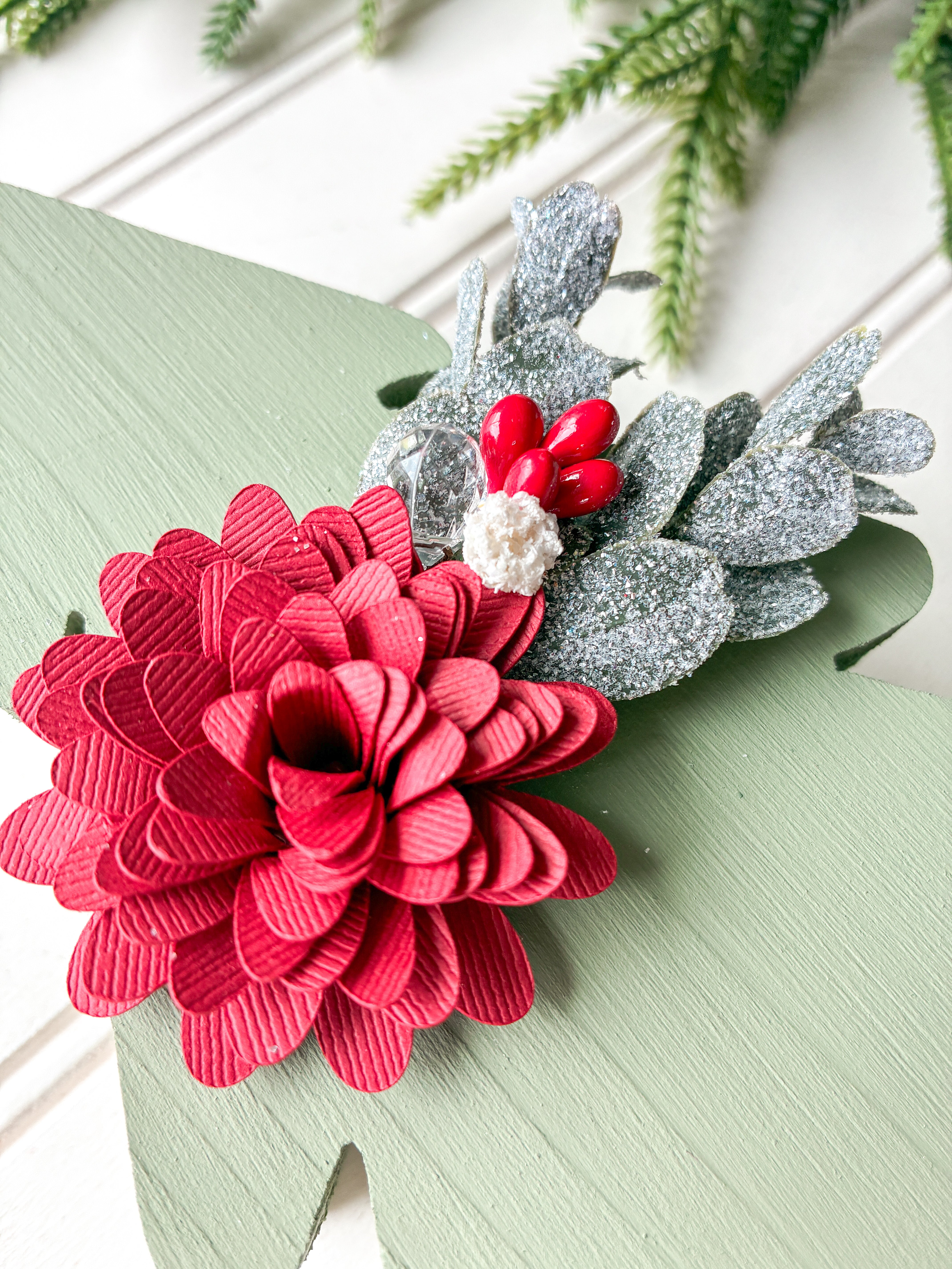 Light Green Tree with Red Flower