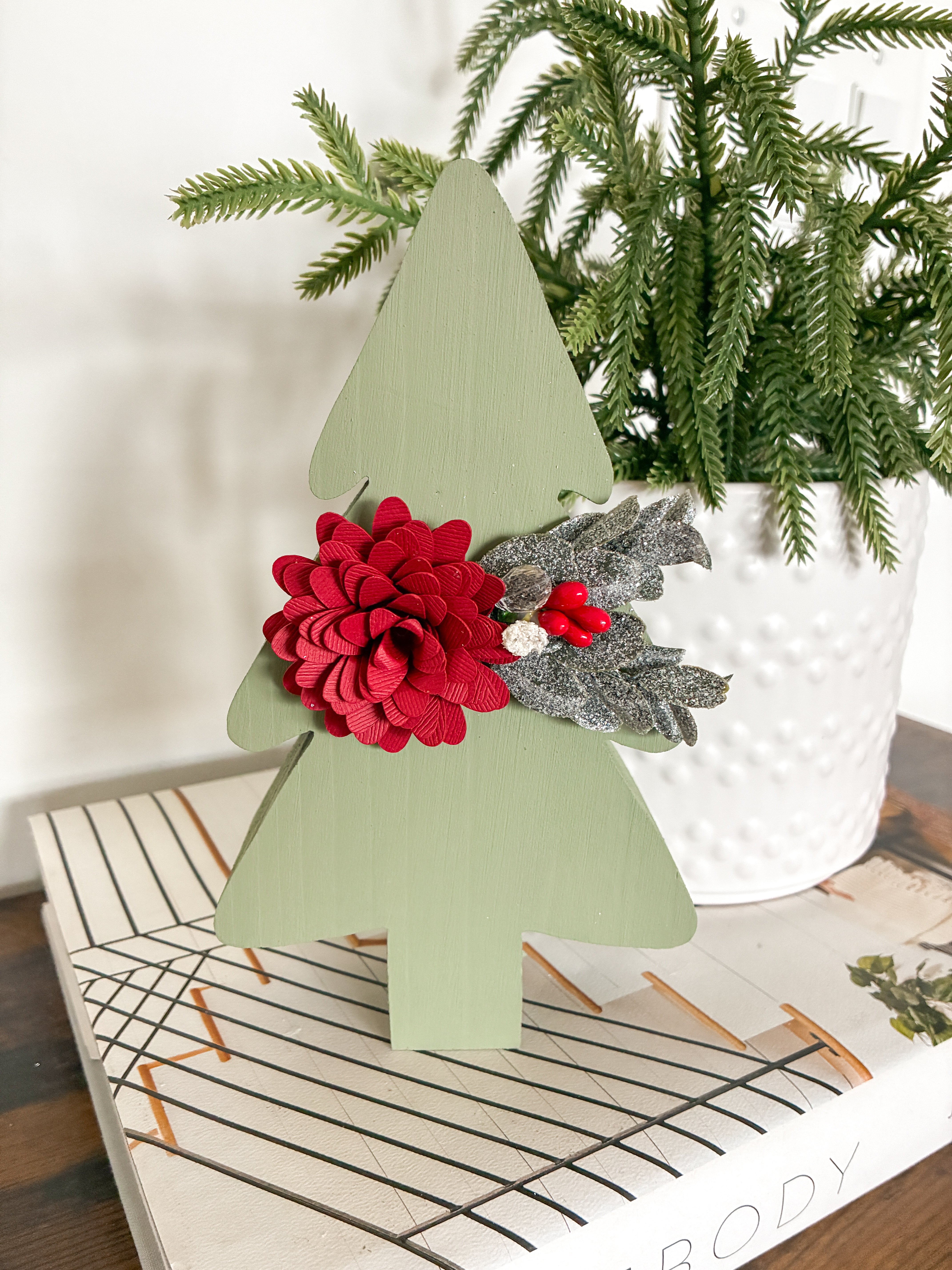 Light Green Tree with Red Flower