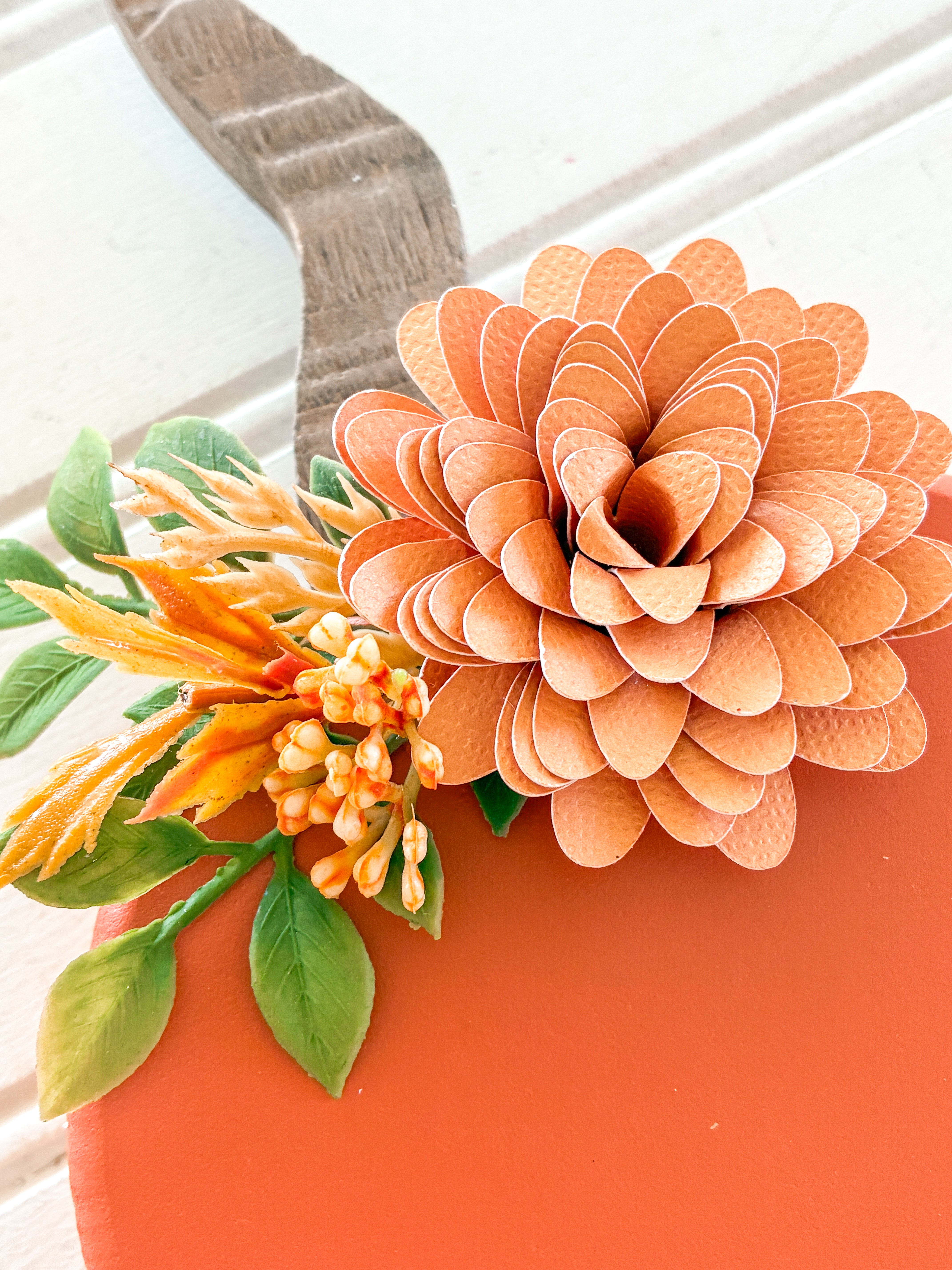 Whimsical Orange Pumpkin Shelf Sitter