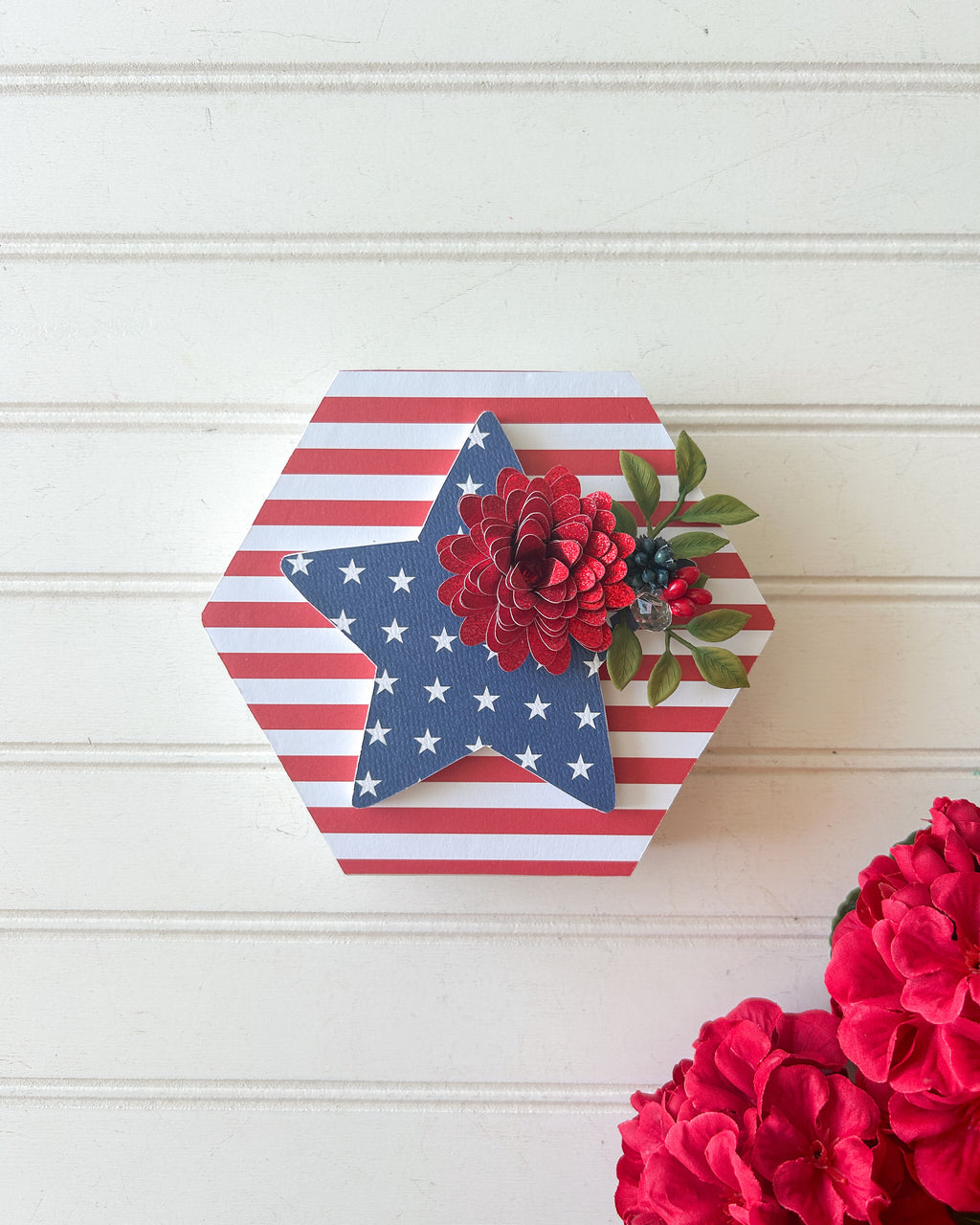 Stars and Stripes Hexie Shelf Sitter