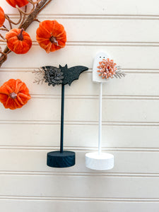 Ghost and Bat on Small Stands - Style C (Set of 2)