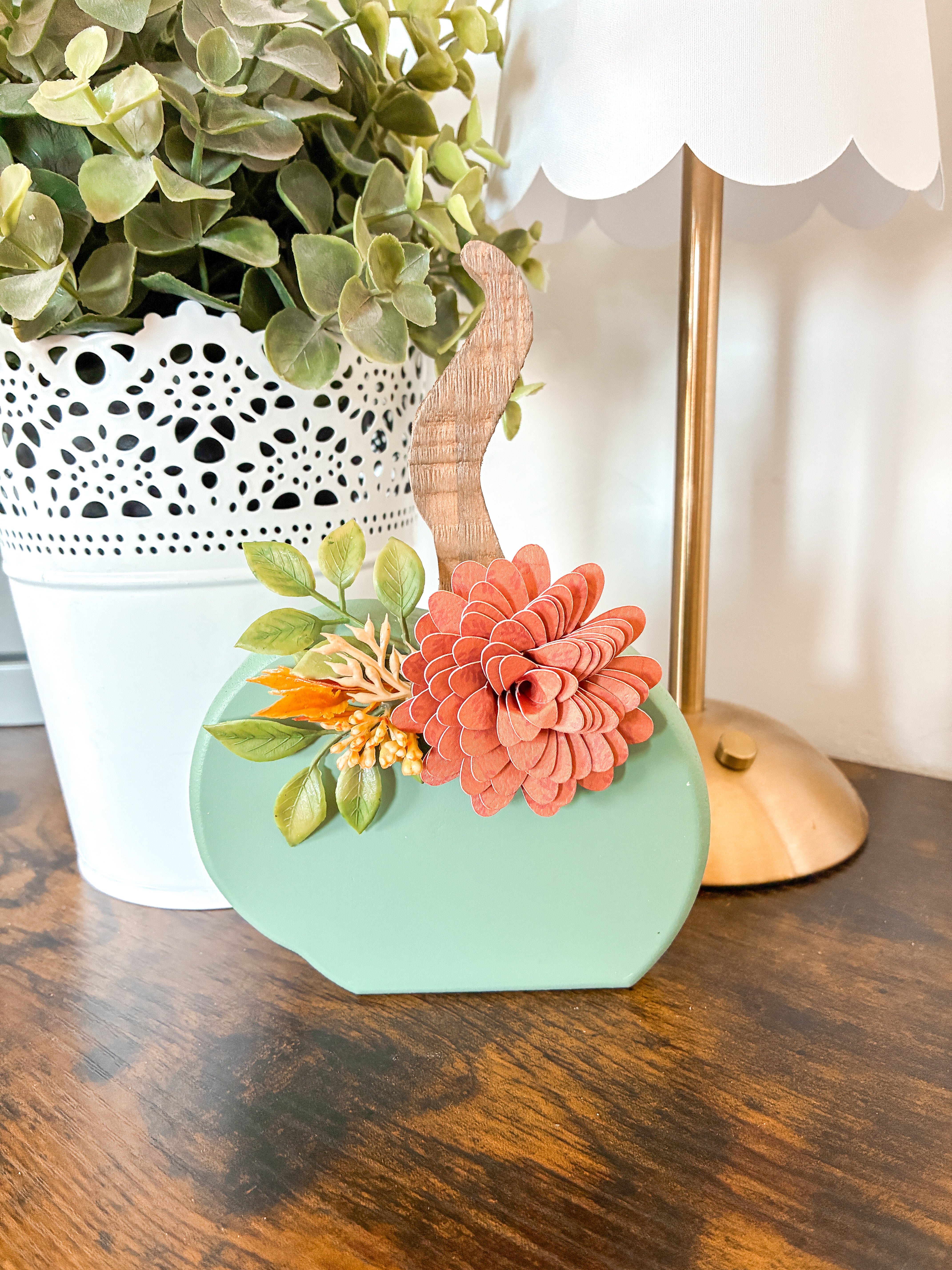 Whimsical Green Pumpkin Shelf Sitter