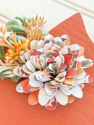 Orange Leaf Shelf Sitter with Leafy Flower