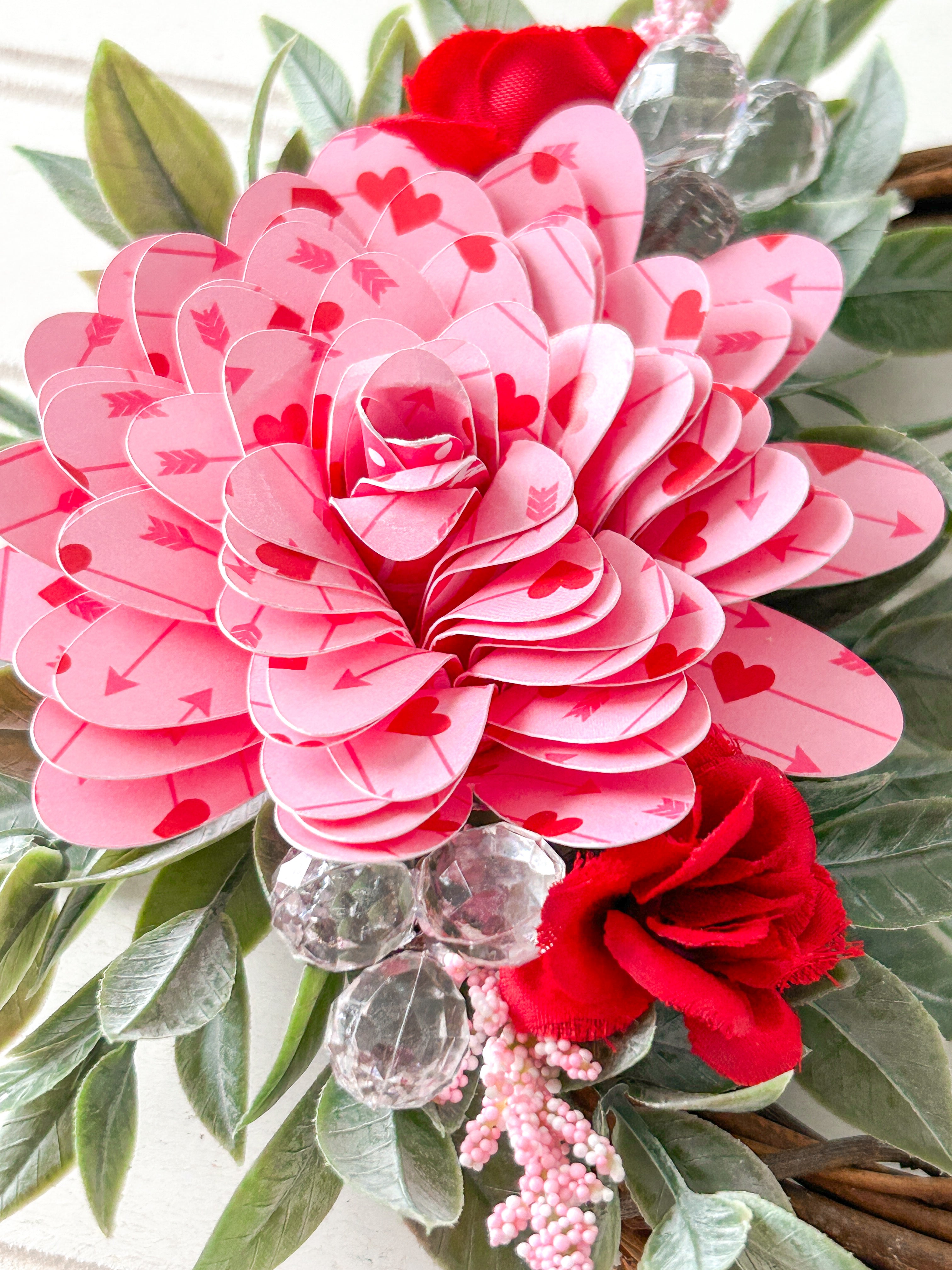 Valentine Paper Flower Mini Wreath