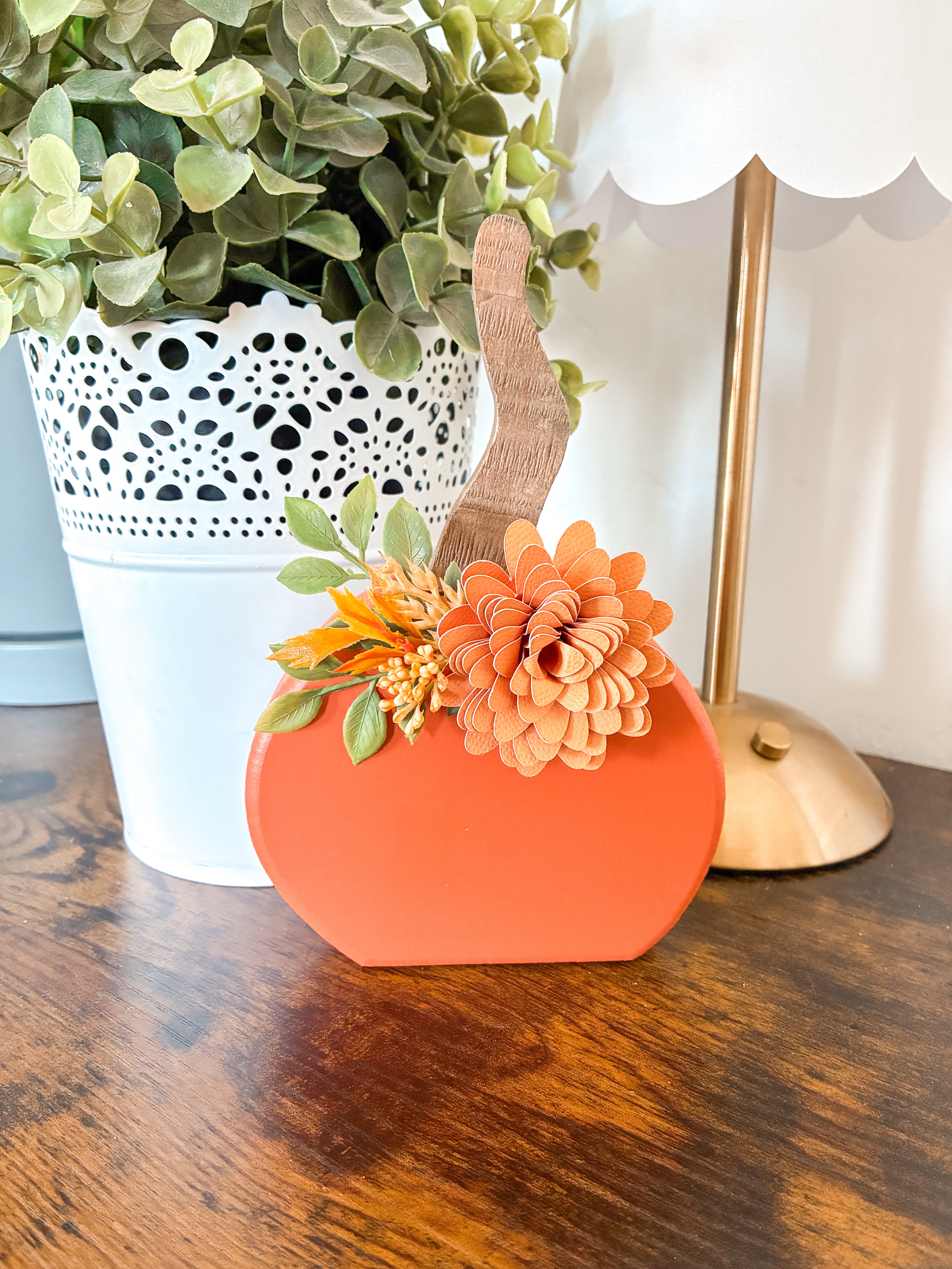 Whimsical Orange Pumpkin Shelf Sitter