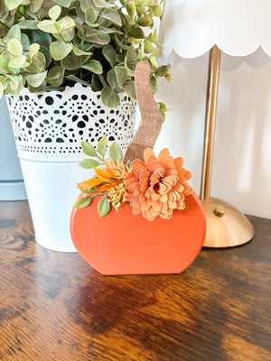 Whimsical Orange Pumpkin Shelf Sitter