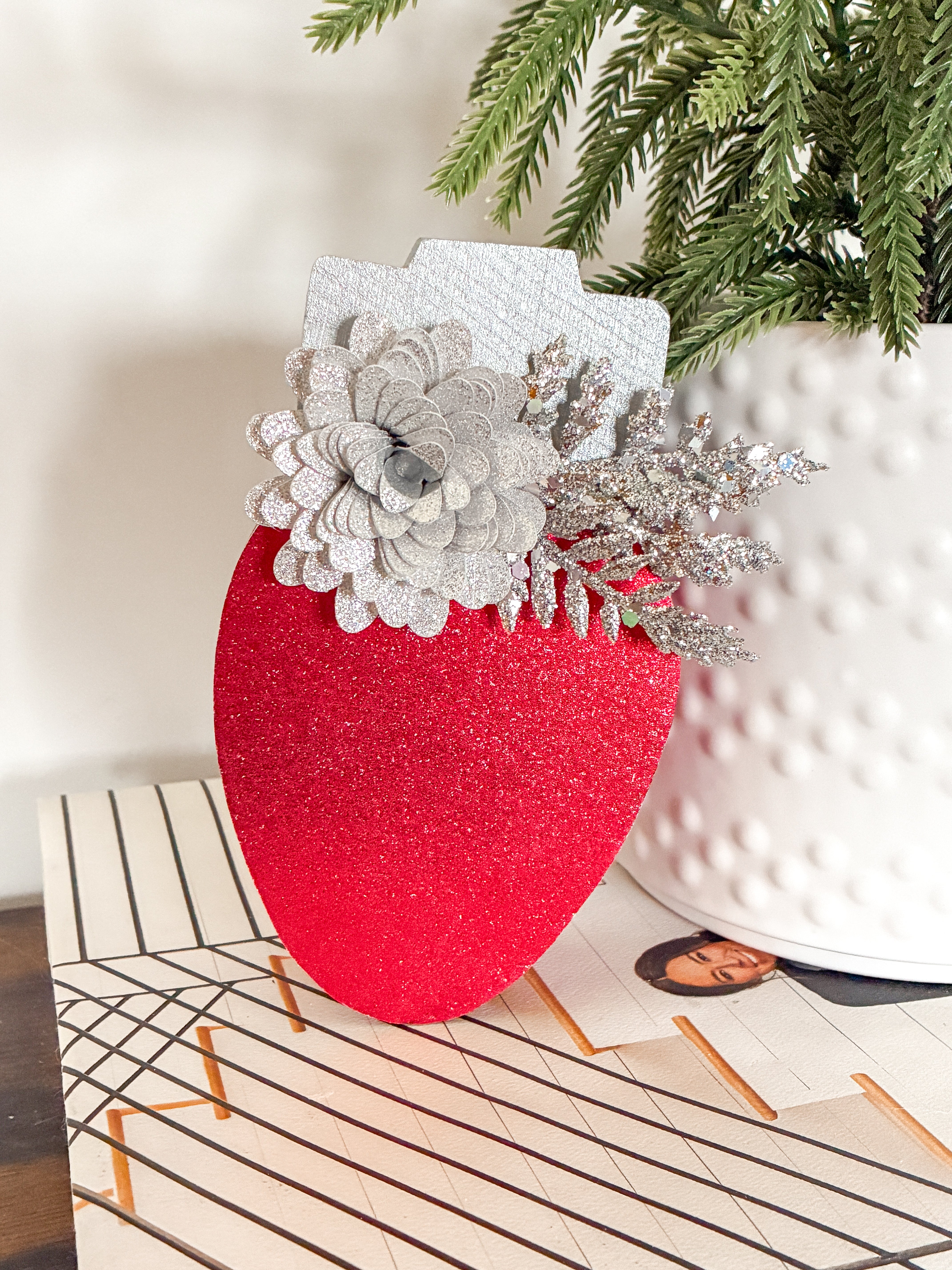 Red Christmas Bulb Shelf Sitter