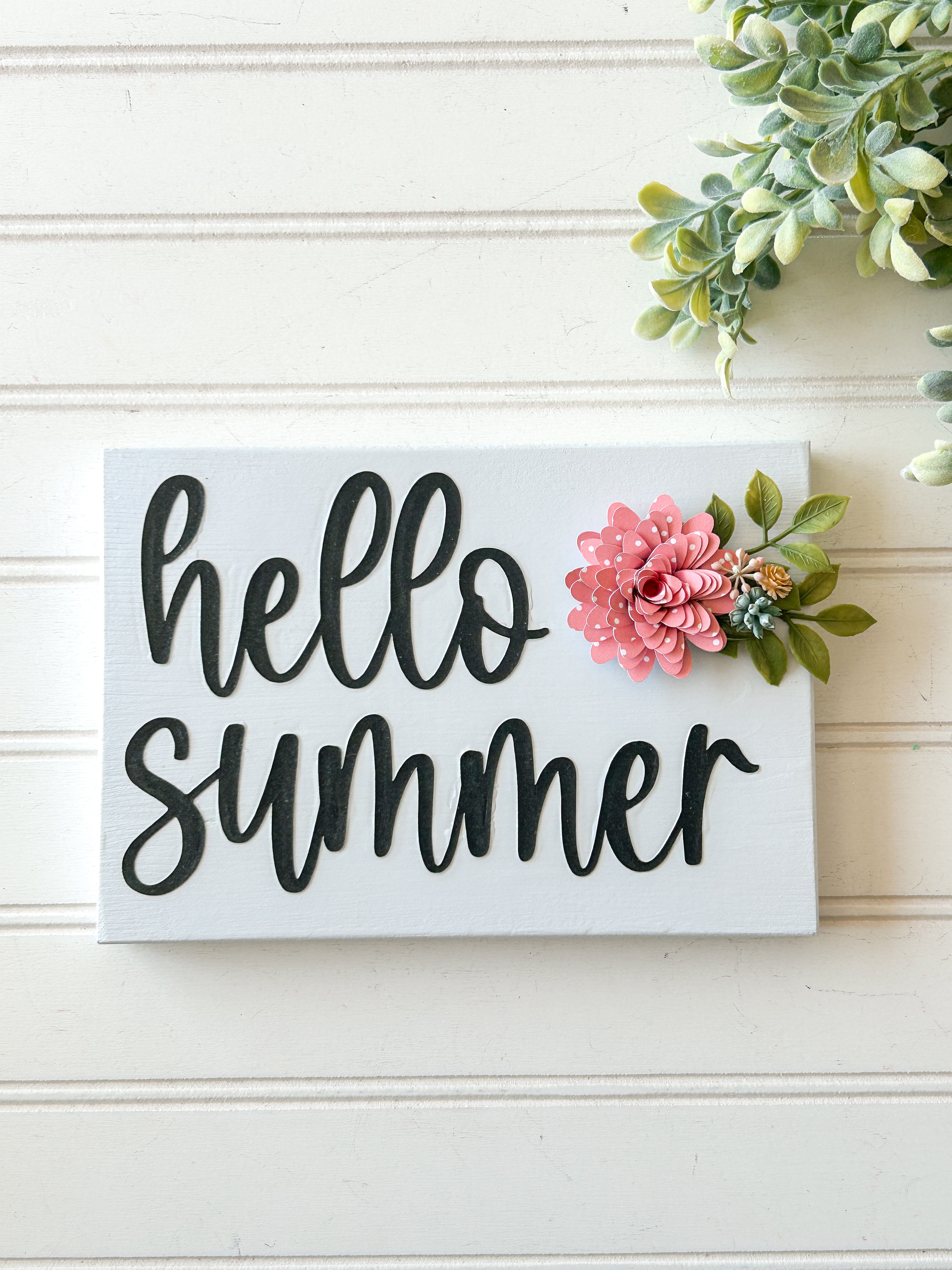 Hello Summer Shelf Sitter With Pink Flower
