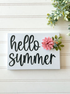 Hello Summer Shelf Sitter With Pink Flower