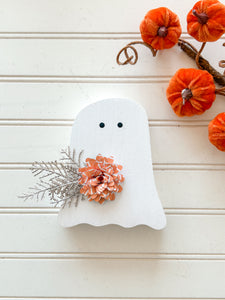 Ghost Shelf Sitter with Stripe Flower