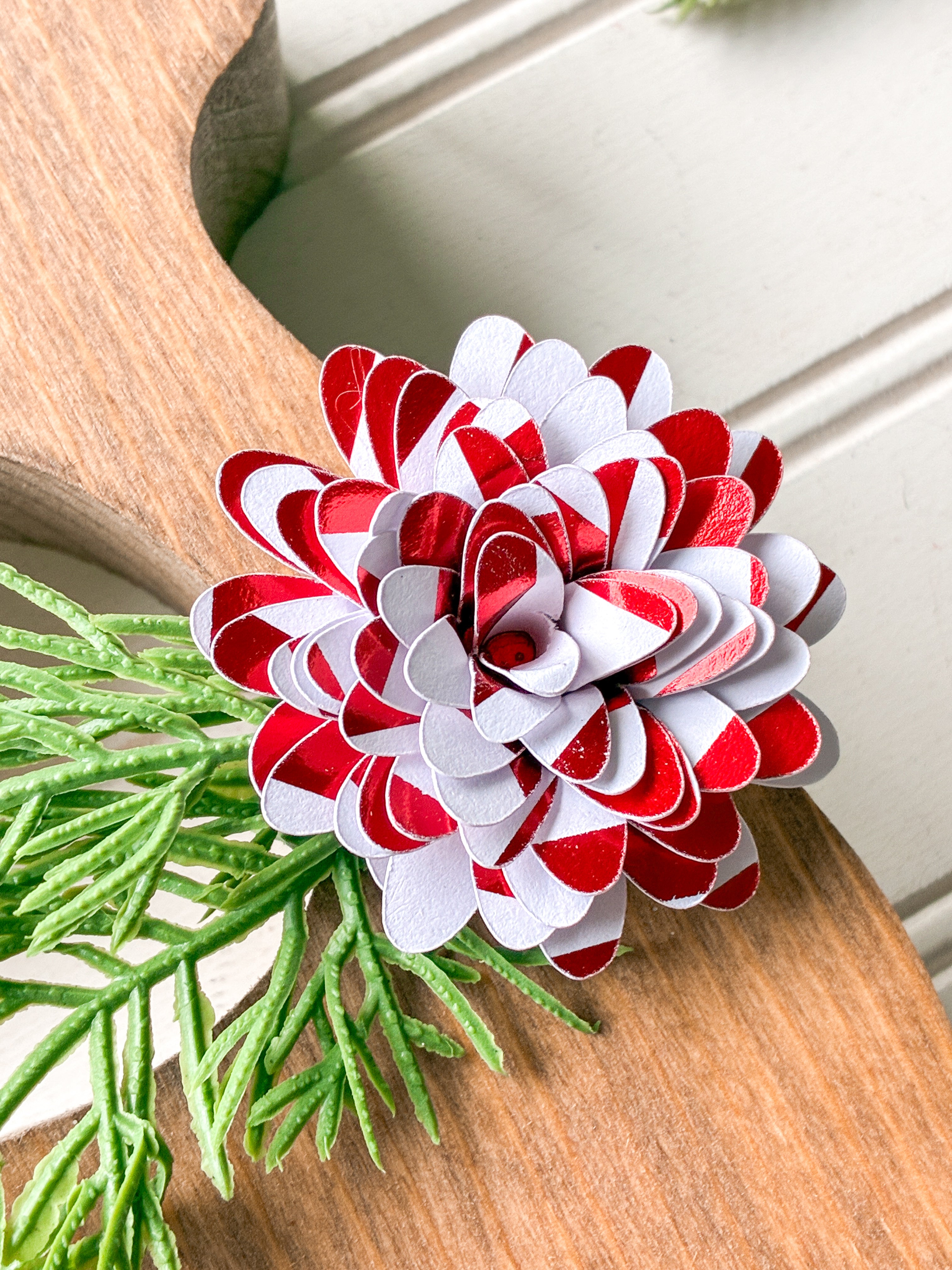 Large Reindeer Shelf Sitter with Red Stripe Flower