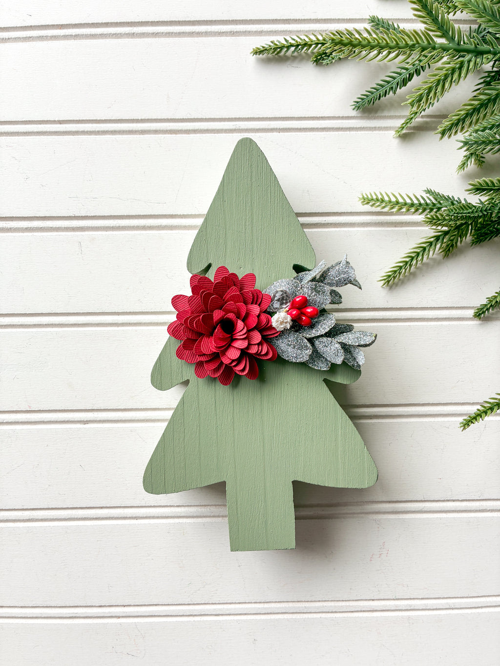 Light Green Tree with Red Flower