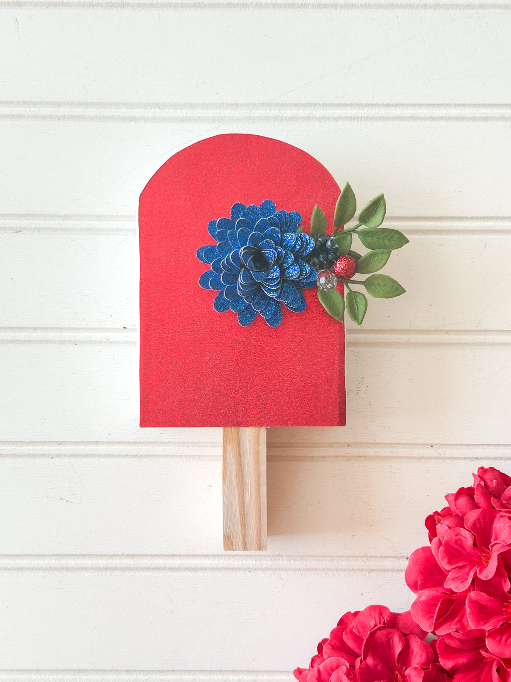 Red Glitter Popsicle Shelf Sitter