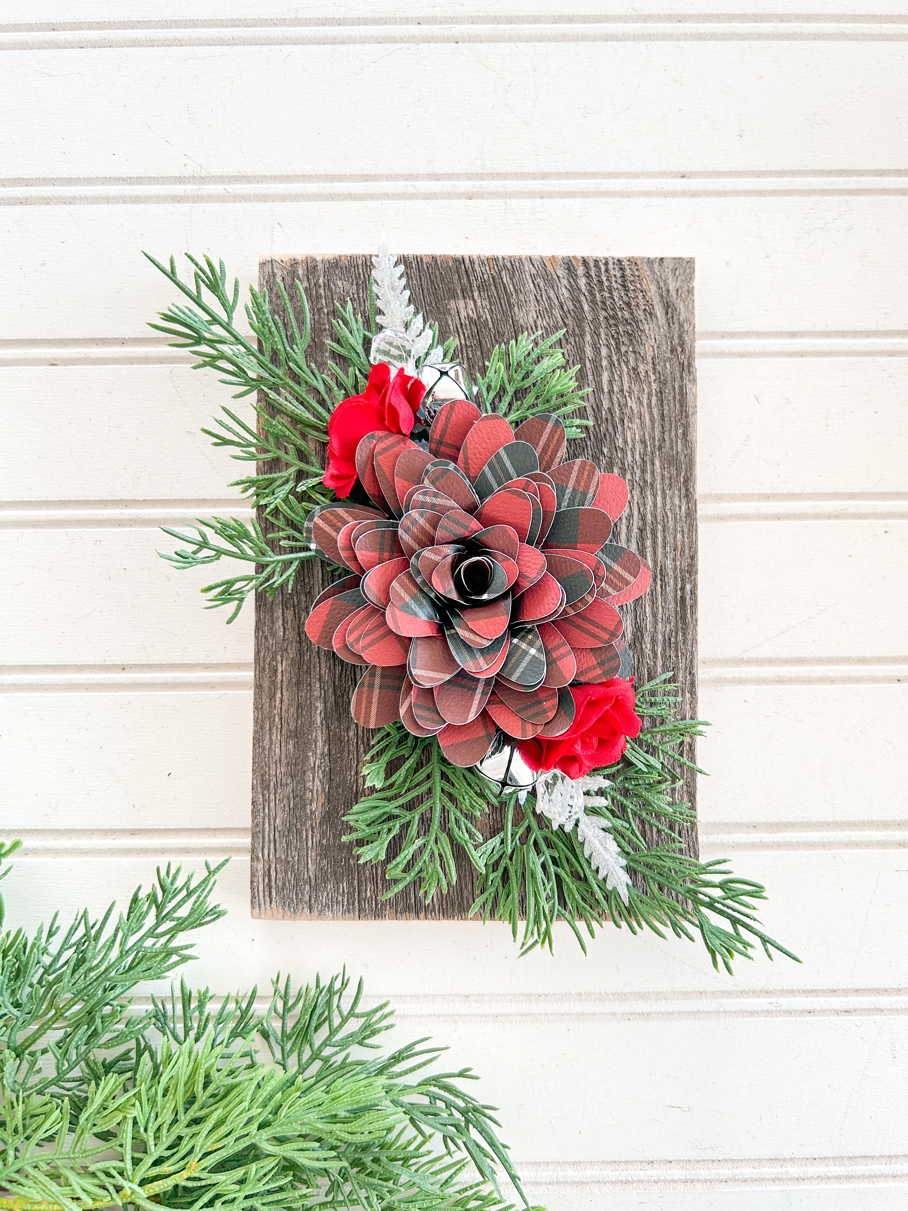 Red Plaid Reclaimed Wood Sign