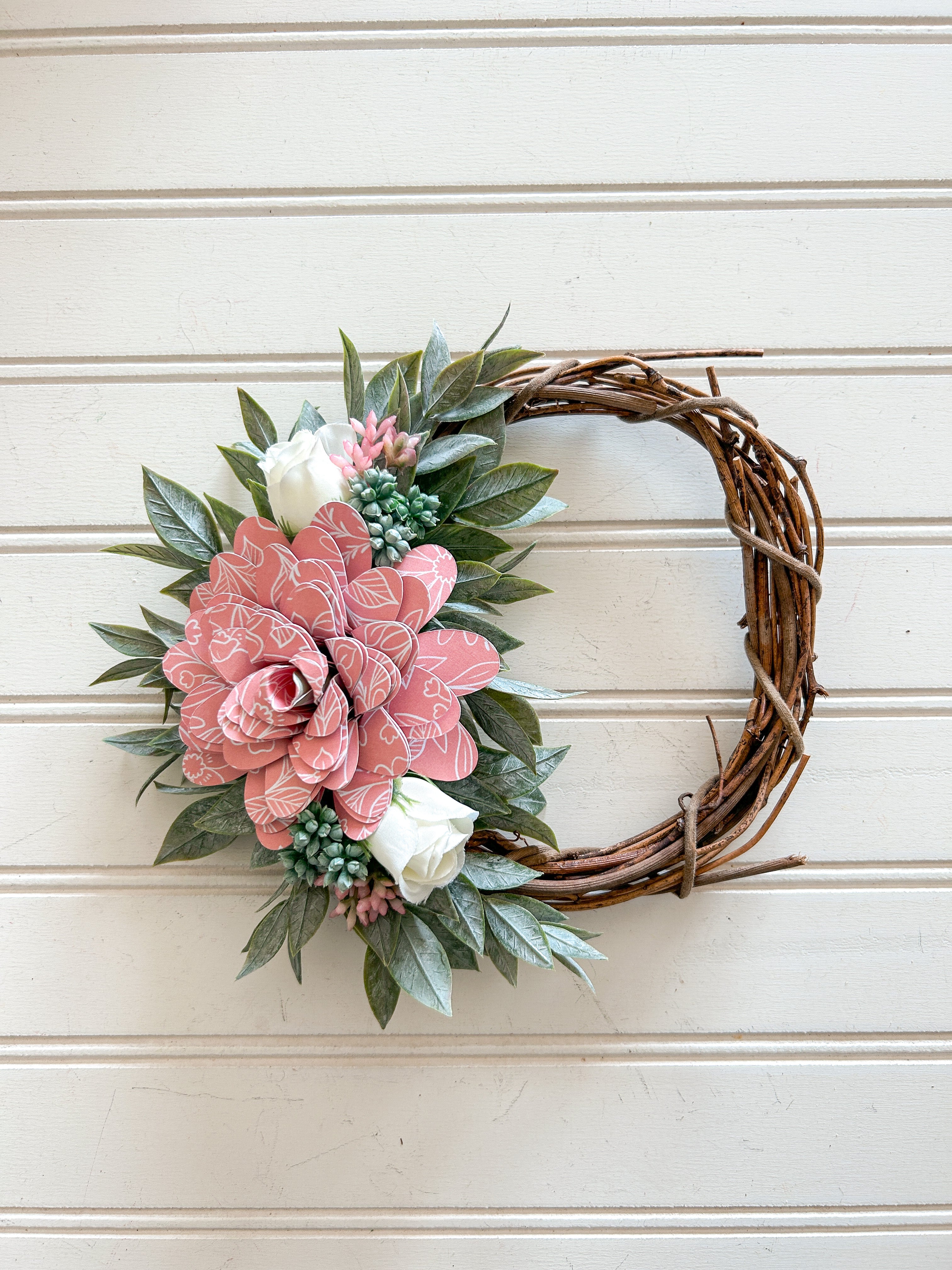 Pink Floral Flower Mini Wreath