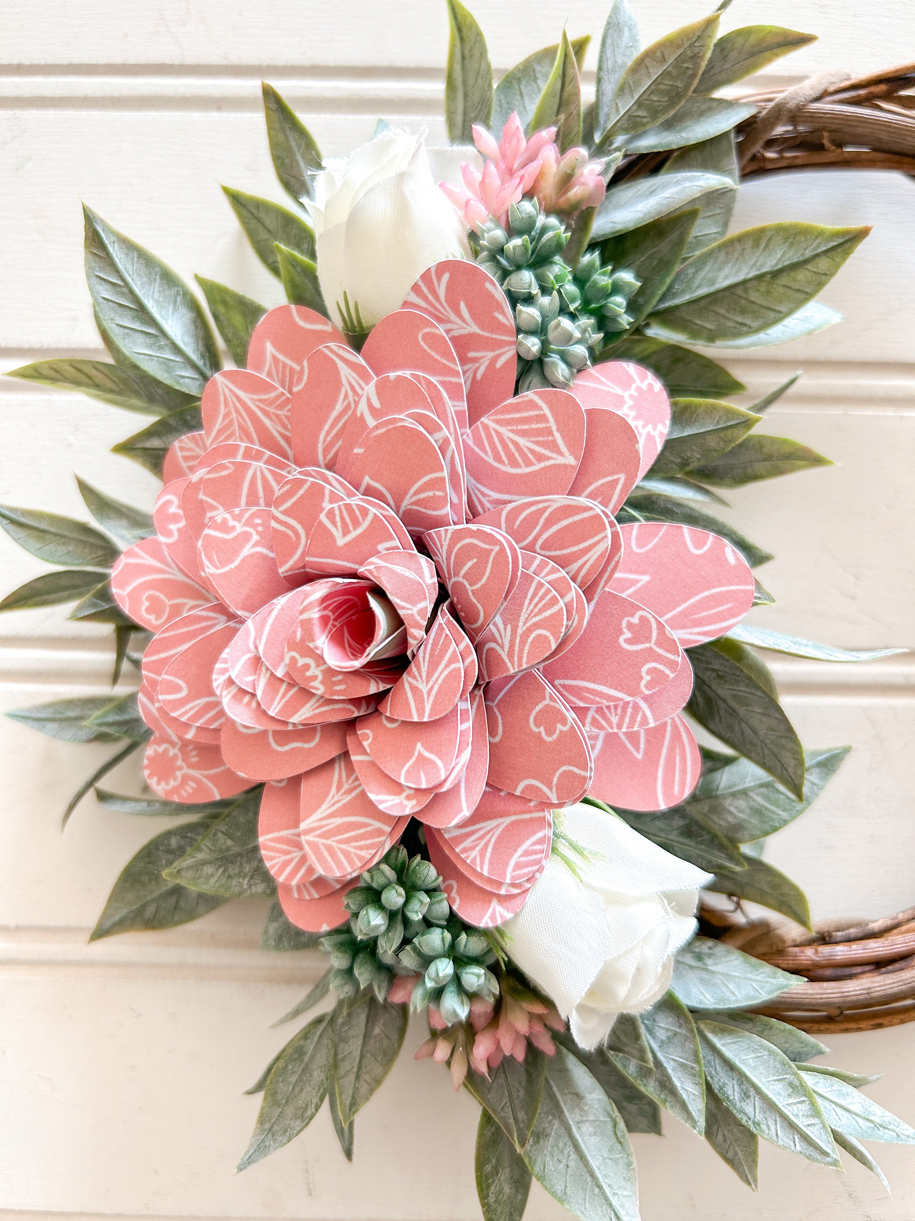 Pink Floral Flower Mini Wreath